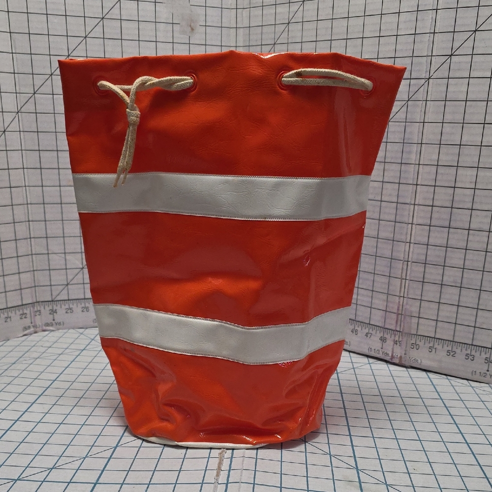 Orange and White Vinyl Duffle/Tote Bag Vintage 1980s, Preloved